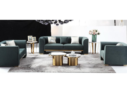 Rund Tisch Couch Marmor Runde Tische Beistell Edelstahl Doppel Set 2tlg Möbel