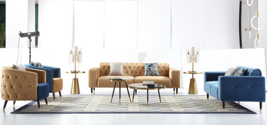 Design Möbel Wohnzimmer Couch Sofagarnitur Couchen Sofa Garnituren 3+2+1+1 4tlg.