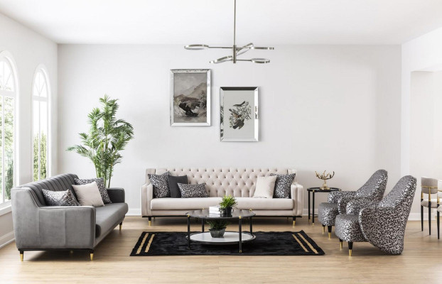 Luxus Garnitur Set 5tlg Sofagarnitur 3+3+1+1 Sitzer Couchtisch Sofa Sessel