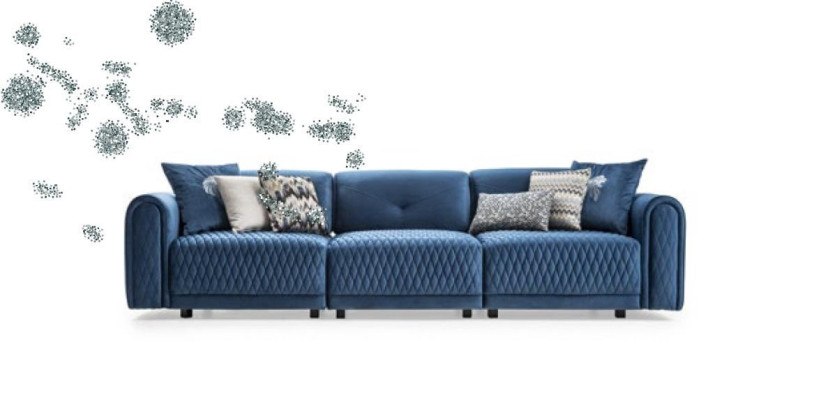 Luxus Sofa 4 Sitzer Wohnzimmer Modernes Design Blau Sofas Leder Couchen Neu