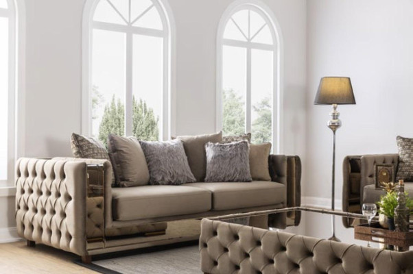 Chesterfield Sofa 4 Sitz Wohnzimmer Modern Design Blau Sofas Textil Couchen