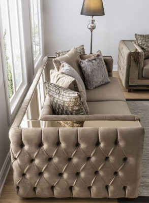 Chesterfield Sofa 4 Sitz Wohnzimmer Modern Design Blau Sofas Textil Couchen