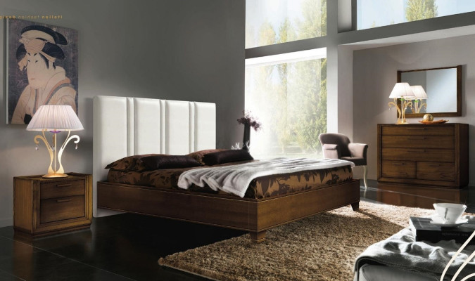 Schlafzimmer Bett Nachttisch Kommode Spiegel Doppel Polster Betten Luxus 5tlg.