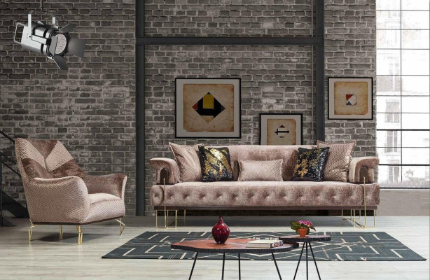 Sessel Design Wohnzimmer Polster Holz Polster Moderne Luxus braun Neu
