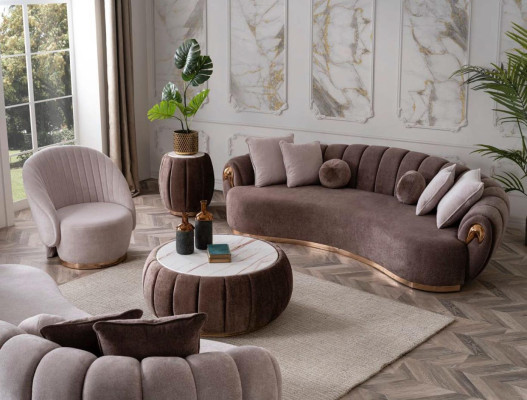 Dreisitzer Couch Polster Möbel Sofa Couchen Abgerundete Tropfen Form