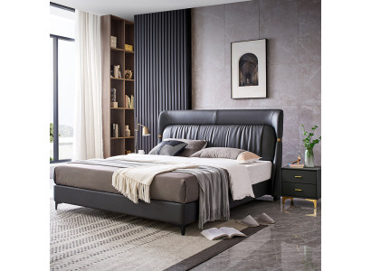 Luxus Bett Schlafzimmer Leder Polster Deko Doppel Betten Metall Design