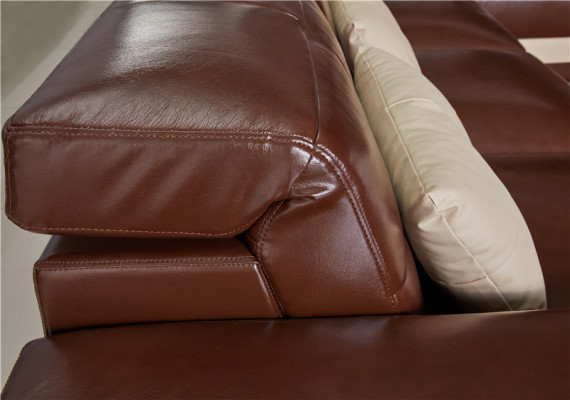 Ecksofa Leder Wohnlandschaft Garnitur Design Modern Sofa L-Form Braune