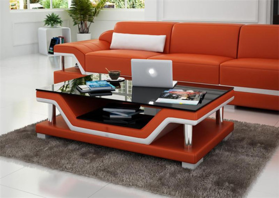 Gepolsterte Tische Schwarzer Couchtisch Glastisch Sofa Beistell Moderner