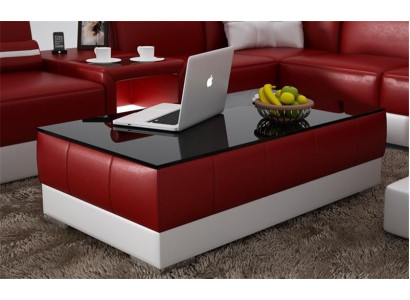 Sofatisch Design Wohnzimmer Leder Kaffee Glas Couch Polster Dekor Beistell
