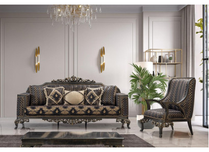 Luxus Chesterfield Sofagarnitur 3+1 Sitzer Klassische Sofa Barock Polster Sitz