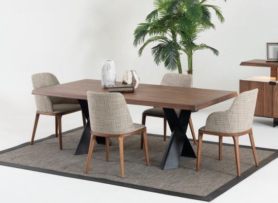 Esszimmer Set Tisch 4x Stühle Anrichte Spiegel Essgruppe Design