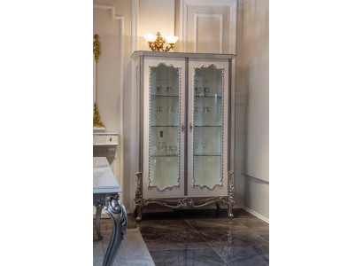 Vitrinen Glas Schrank Vitrine Wohnzimmer Holz Anrichte Luxus Möbel Neu