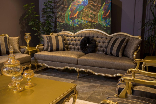 Sessel Möbel Stühle Art déco Design Textil Wohnzimmer Sessel Design Neu
