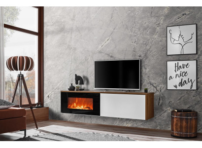 Modern TV Ständer mit Kamin Luxus Wohnzimmer Neu Design Möbel Holz