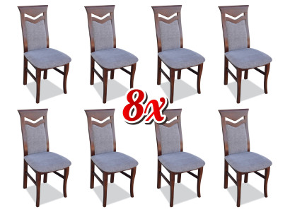 Designer Holz Polster Stühle Gastro Esszimmer Stoff Set 8x Sessel Textil Stuhl