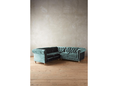 Ecksofa Chesterfield Ledersofa Sofa Couch Textil Stoff Polster Ecke Neu