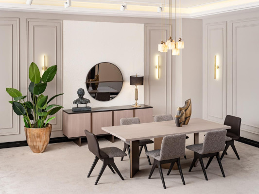 Esszimmer Essgruppe Esszimmermöbel Esstisch Essecke 9tlg Holz Beige
