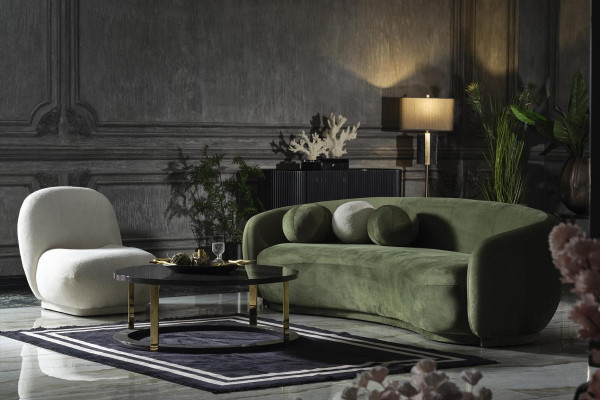 Garnitur Stoffsofa Sofagarnitur Polstersofa Modern Set 2tlg Grün Sofa