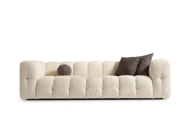 Couch Luxus Dreisitzer Sofa 3 Sitzer Stoffsofa Polstersofa Stoff Weiß