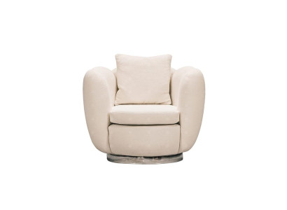 Moderne Sessel Einsitzer Sitzer Weiß Stoff Wohnzimmer Relaxsessel
