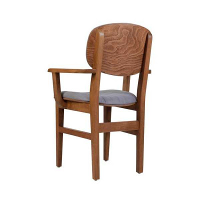 Grau Braun Holzstuhl Designer Stühle Luxus Esszimmer Armlehne Stuhl