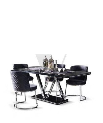 Tisch Esszimmer Garnitur Schwarzes Design Esstisch 4x Stühle 5tlg.