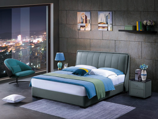 Design Doppelbett Lederbett Betten Bett Leder Polster Schlafzimmer Ehe. 180x200