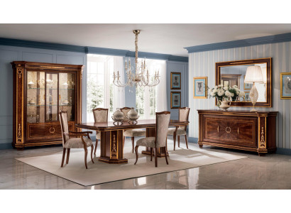 Komplett Esszimmer Vitrine Tisch 6x Stühle Kommode Spiegel Set Garnitur