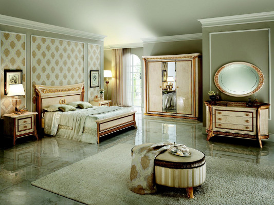 arredoclassic™ Schlafzimmer Set Melodia Barock Rokoko Bett Nachttisch 6tlg.