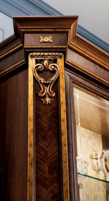 Komplett Esszimmer Vitrine TischKommode Spiegel 4x Stühle Set Garnitur