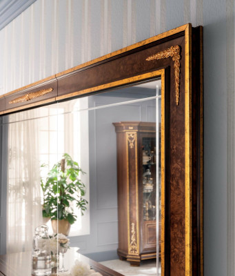 Komplett Esszimmer Vitrine TischKommode Spiegel 4x Stühle Set Garnitur