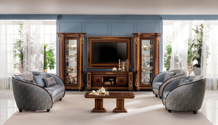 Italienische Wohnzimmer Polster Möbel Sofagarnitur 3+2+1 Komplett Set