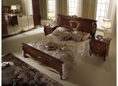 Doppelbett Bett Holz Design Betten Antik Stil Barock Rokoko 2x Nachttische Neu