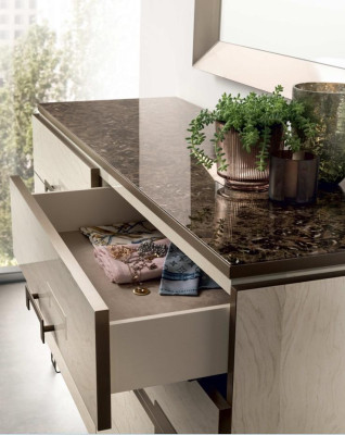 Schlafzimmer Bett Nachttisch Kommode Spiegel Polsterbett Doppelbett Set 5tlg.