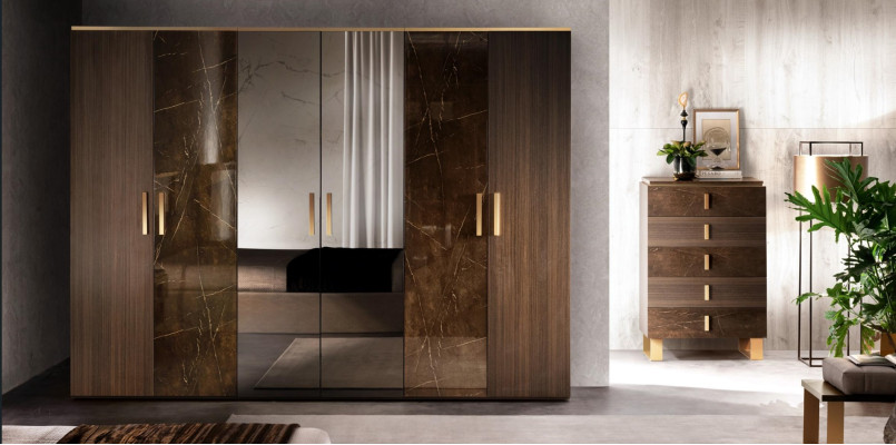 Luxus Kleider Schrank Kleiderschränke Designer Hochglanz Möbel Wohnen Holz Neu