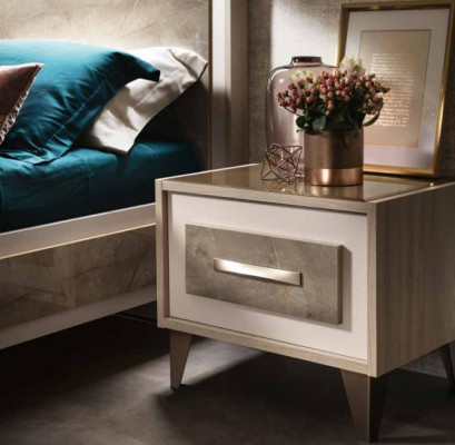 Bett Nachttisch 3tlg. Schlafzimmer Set Luxus Modern Komplett Italienische Möbel