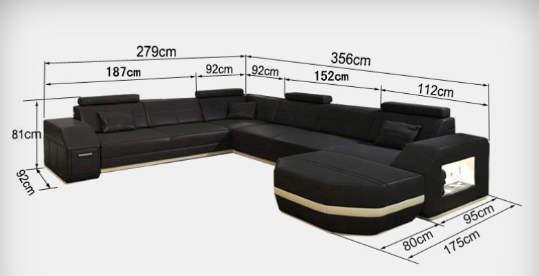 Leder Sofa Couch Polster Eck Sitz Garnitur Wohnlandschaft U Form couchen +USB