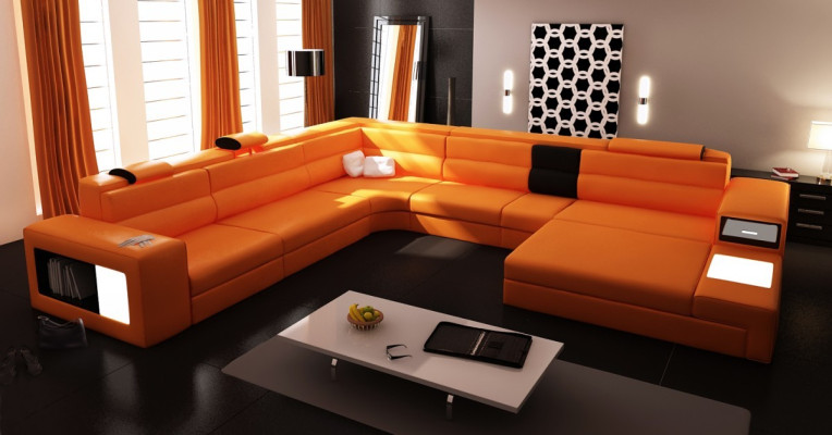 Design Polster Leder Ecke Leder Sitz Sofa Polster Eck Wohn Landschaft