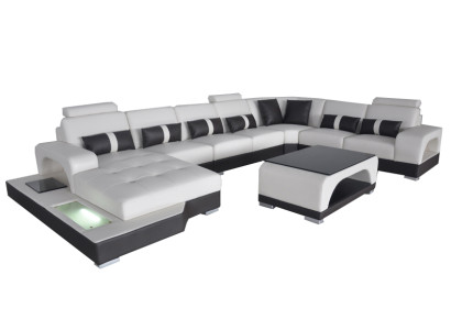 Leder Sofa Moderne Couch Polster Wohnlandschaft XXL Big Eck Couchen Sitz Design