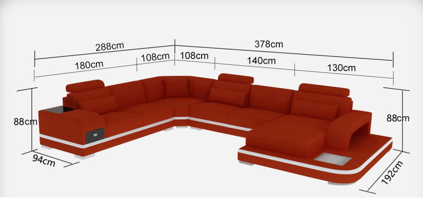 Ledersofa Wohnlandschaft Garnitur Design Modern Ecksofa Sofa U-Form G8013+Tisch