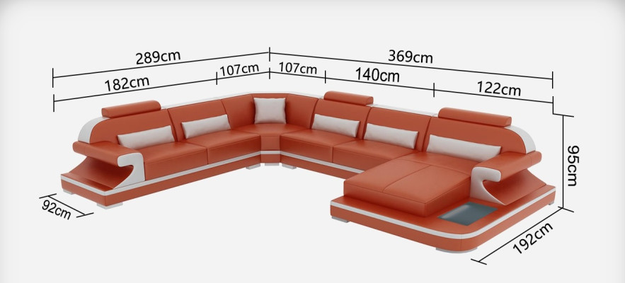 Ledersofa Couch Wohnlandschaft Ecksofa Eck Garnitur Design Modern Sofa mit USB