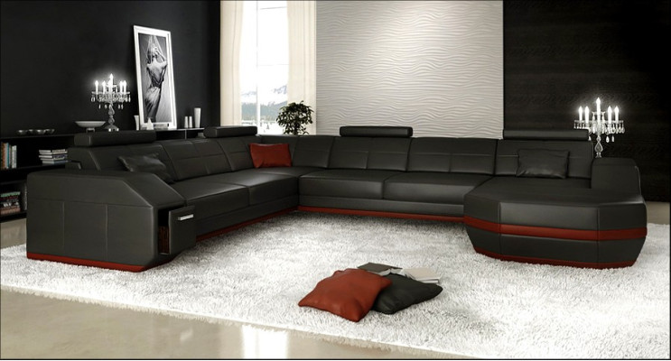 Leder Eck Sofa Polster Couchen Wohnlandschaft Luxus Garnitur Ecke Sofas Couch