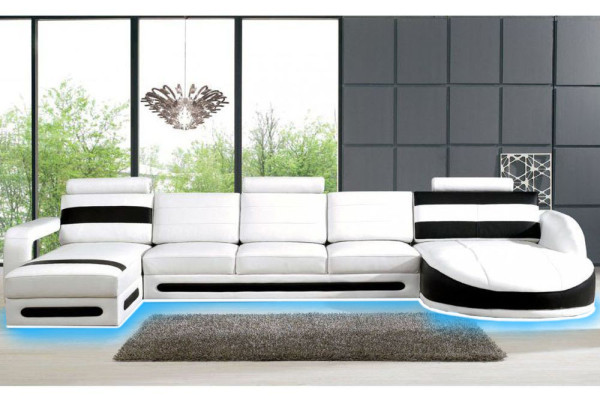 Wohnlandschaft Sofa mit USB Ecksofa Eckcouch Polster Garnitur Eck Ecke Sofas XXL