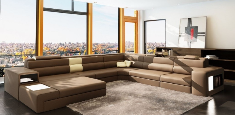 Ledersofa Couch Wohnlandschaft Ecksofa Sessel Set Garnitur Modern Sofa