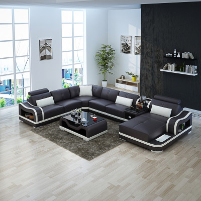 Ledersofa Couch Wohnlandschaft Ecksofa Eck Garnitur Design Modern Sofa G8030