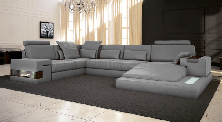 Ledersofa LED + USB Ecksofa Sofa Couch Polster Bellini Big Wohnlandschaft Sofas