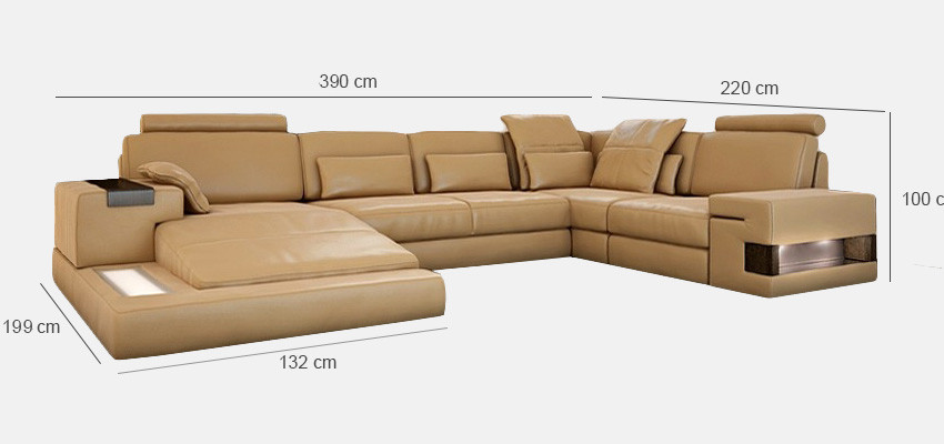 Big Sofa Wohnlandschaft Ledersofa Polster Sitz Ecke Couch Garnitur Sofas mit USB
