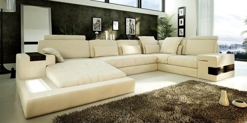 Eckcouch Wohnzimmer Couch Ecksofa Sofa Polster Eckgarnitur Wohnlandschaft + USB