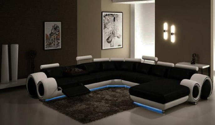 Ledersofa Eckcouch Ecksofa Sofa Couch Polster Leder Sitz Garnitur Wohnlandschaft