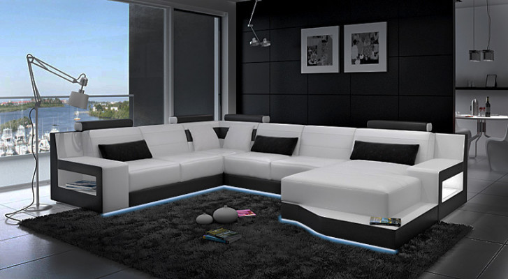 Ledersofa Ecksofa Design Couch Garnitur Wohnlandschaft Eck Sitz Polster Ulm Neu